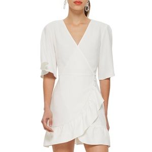 Topshop white mini ruffle dress